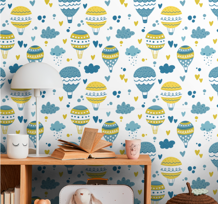 Papier peint chambre enfant ballons bleus et jaunes - TenStickers