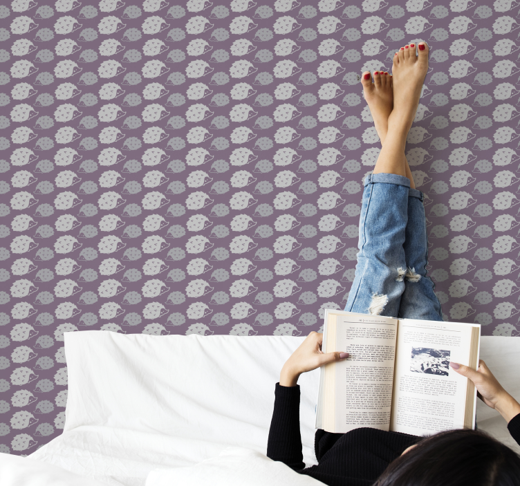 Papier peint animaux motif hérisson violet - TenStickers