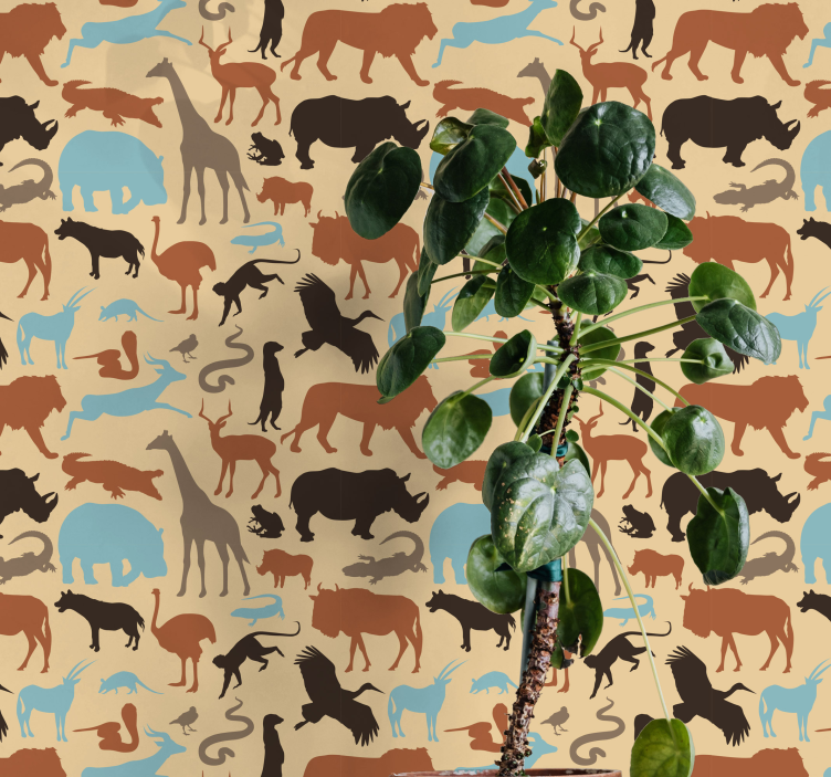 Papier peint animaux silhouettes de safari - TenStickers