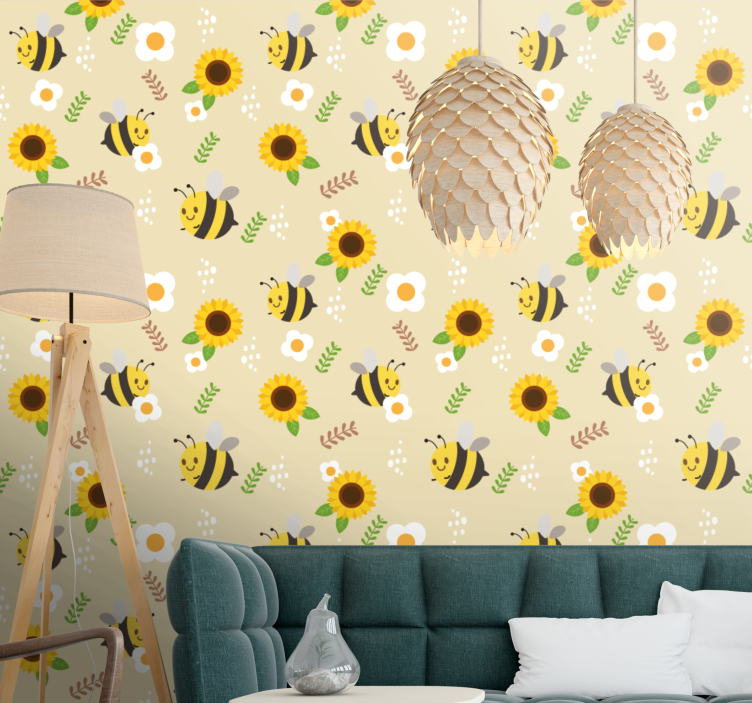 Papier peint animaux tournesols bourdonnants - TenStickers