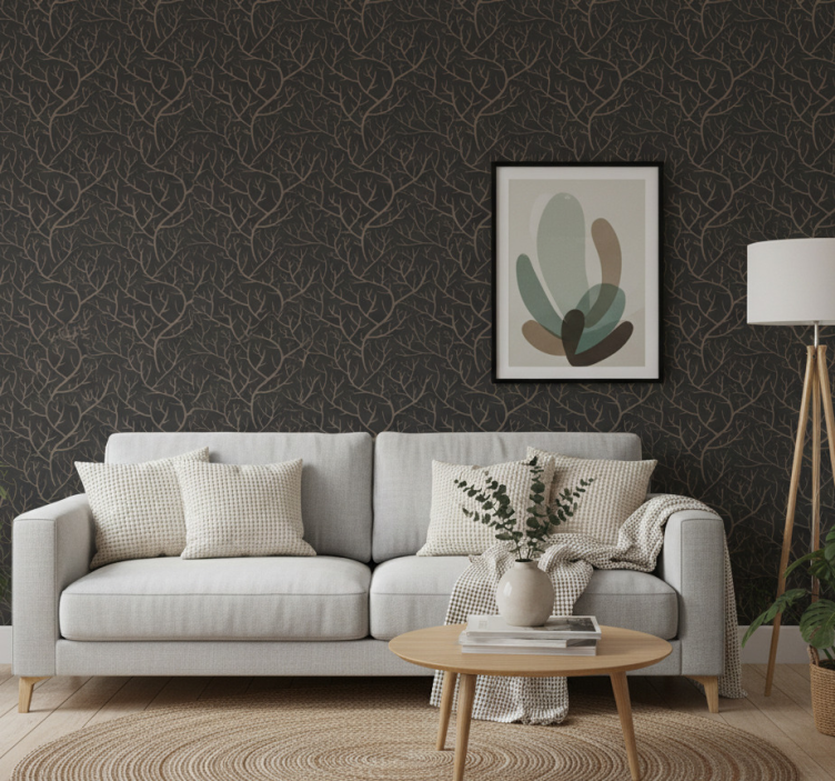 Papier peint arbre forêt nocturne style scandinave - TenStickers