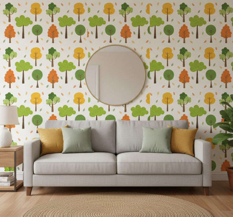 Papier peint arbre motif coloré - TenStickers