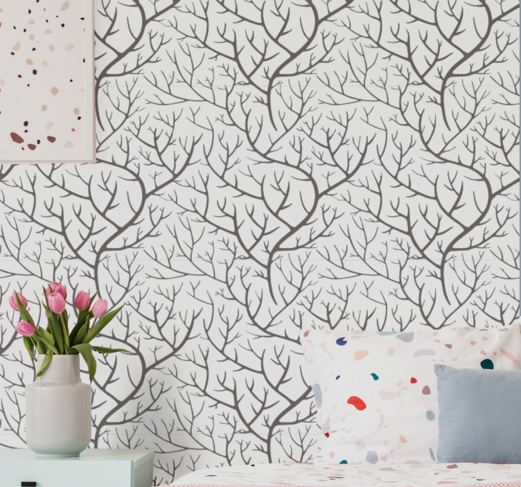 Papier peint chambre arbre motif de branches nues - TenStickers