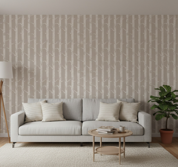 Papier peint arbre motif scandinave arbres fins - TenStickers