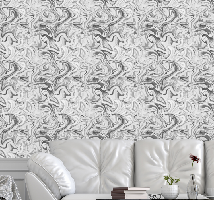 Papier peint marbre tourbillons gris - TenStickers