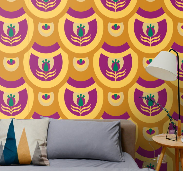 Papier peint art conception d'emblème floral - TenStickers