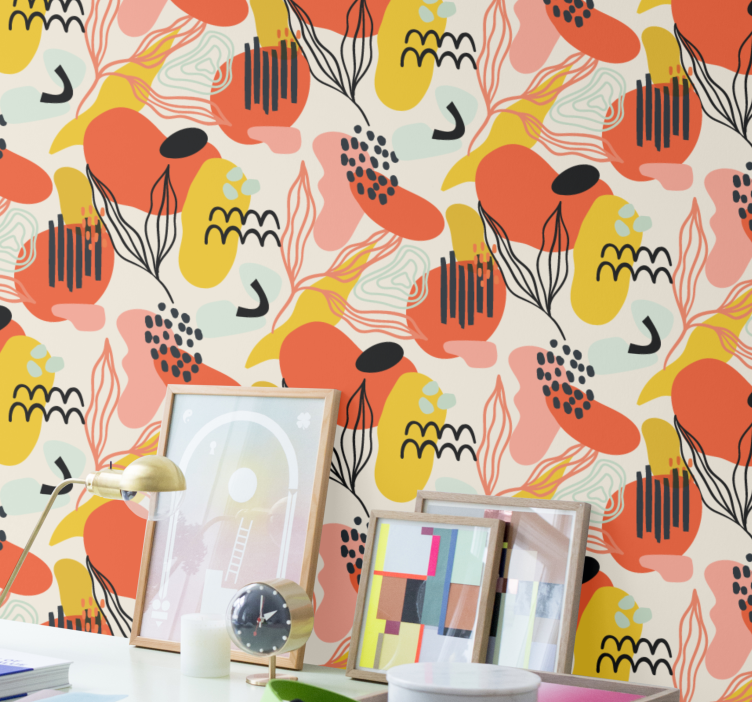 Papier peint art formes organiques abstraites - TenStickers