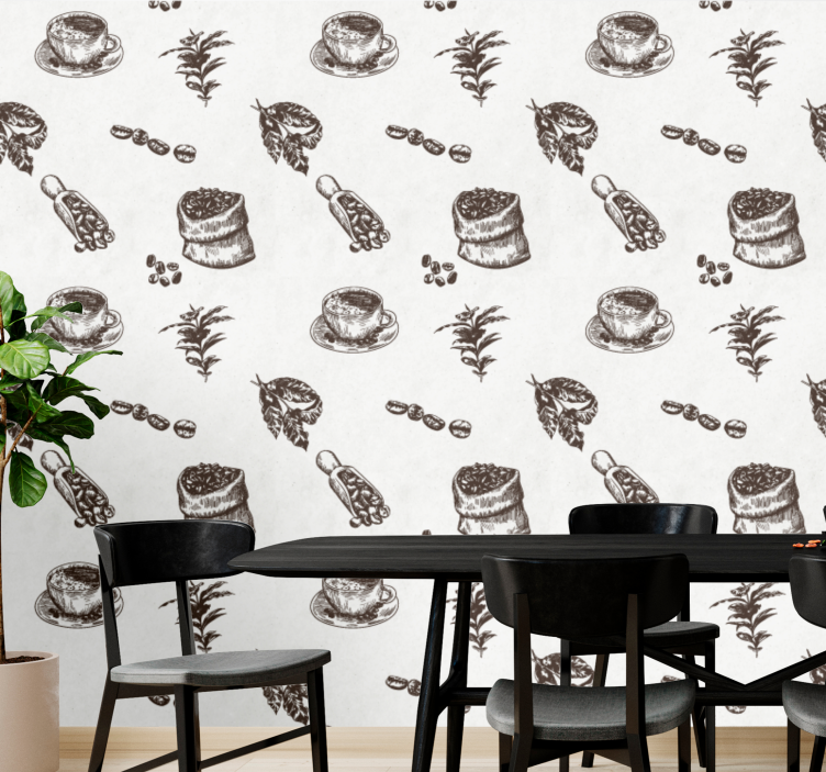 Papier peint art motifs de caféine - TenStickers