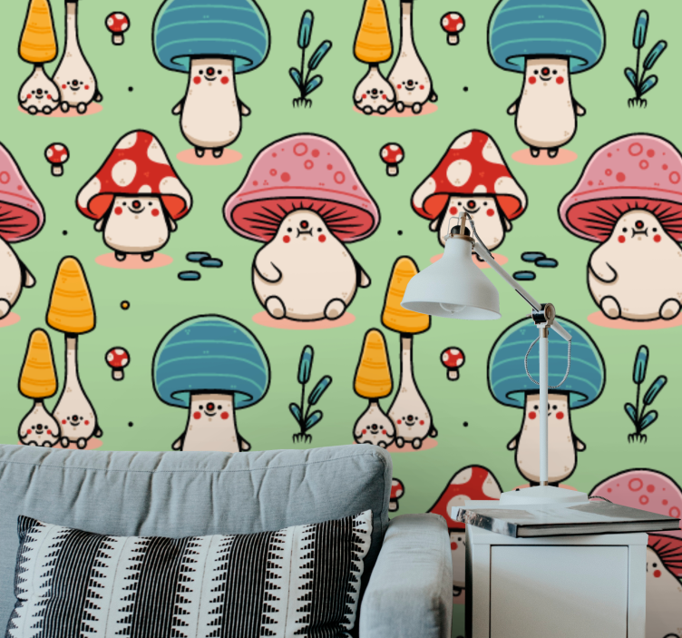 Papier peint art personnages de champignons - TenStickers