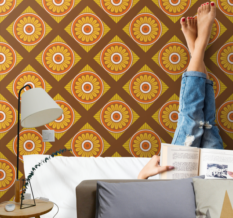 Papier peint vintage rayures verticales des années 70 - TenStickers