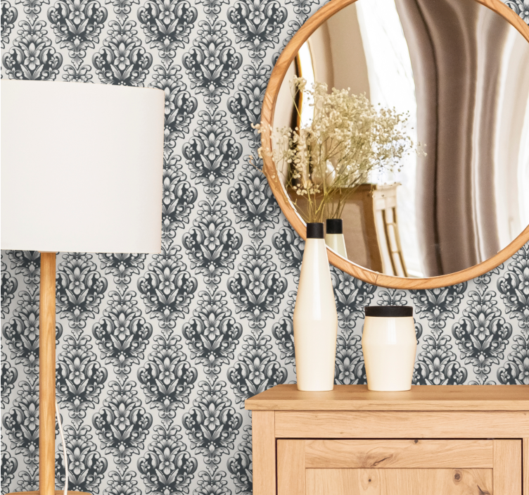 Papier peint baroque formes botaniques gracieuses - TenStickers