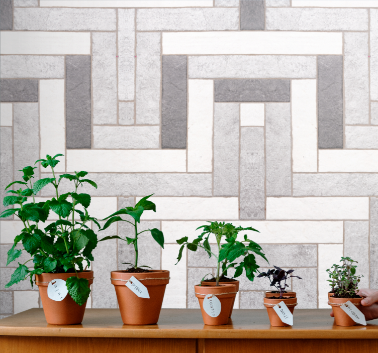 Papier peint béton motif de pavage gris - TenStickers