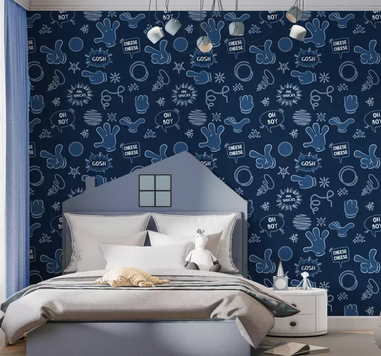 Papier peint bleu foncé style bande dessinée - TenStickers