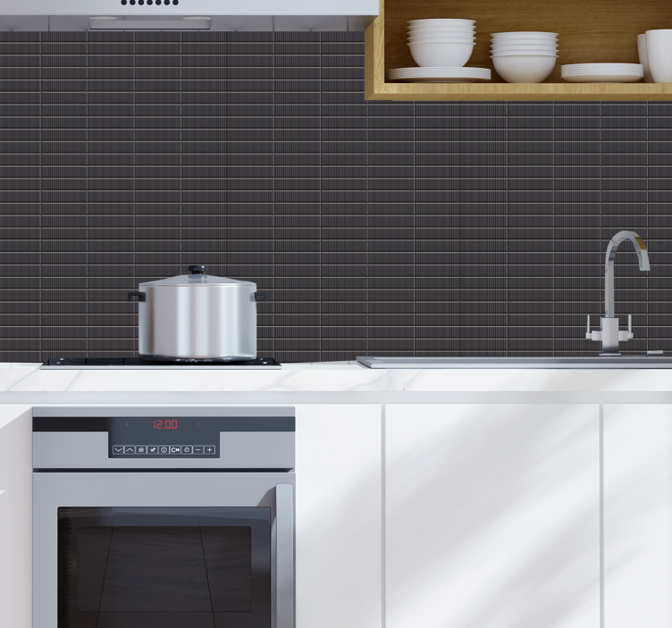 Papier peint carrelage motif de cuisine noir texturé - TenStickers
