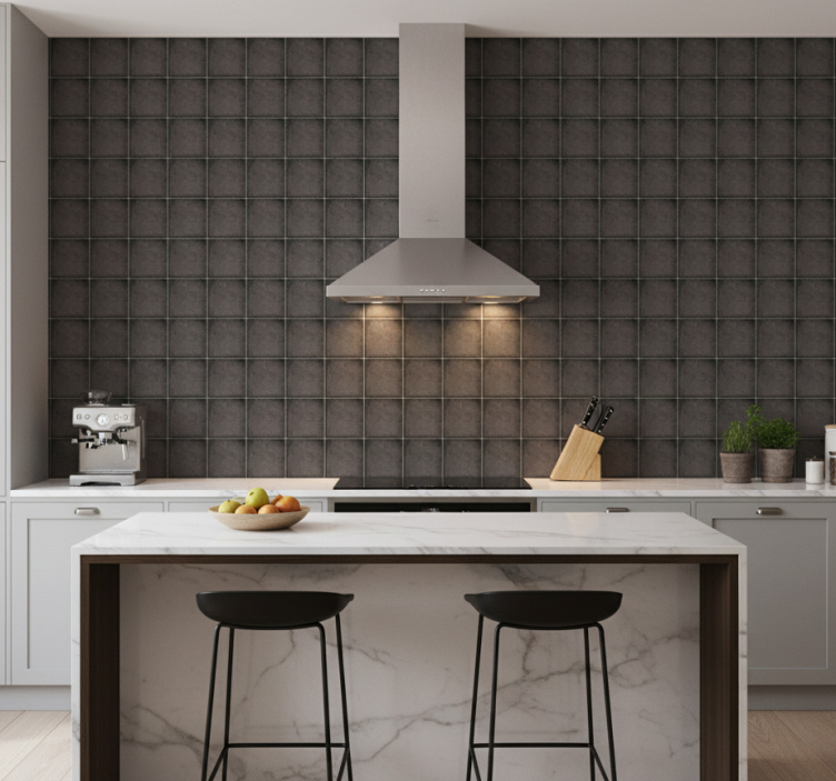 Papier peint carrelage briques noires en pierre - TenStickers