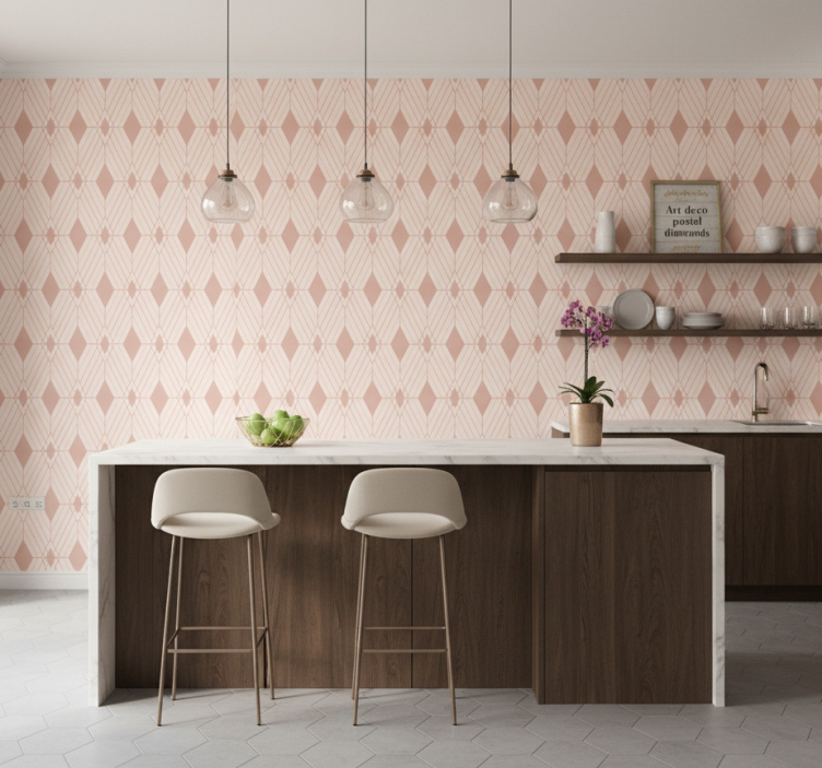 Papier peint carrelage diamants pastel art déco - TenStickers