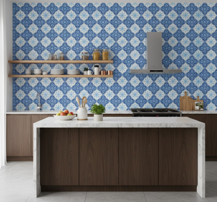 Papier peint carrelage emblème flocon de neige - TenStickers