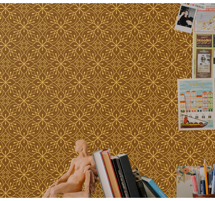 Papier peint carrelage géométrique floral - TenStickers