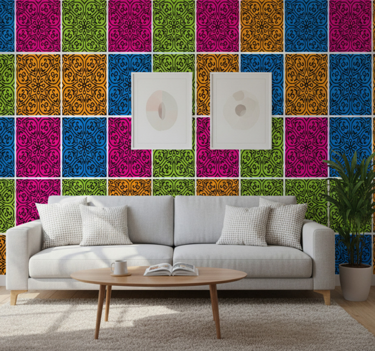 Papier peint carrelage motifs mandala - TenStickers