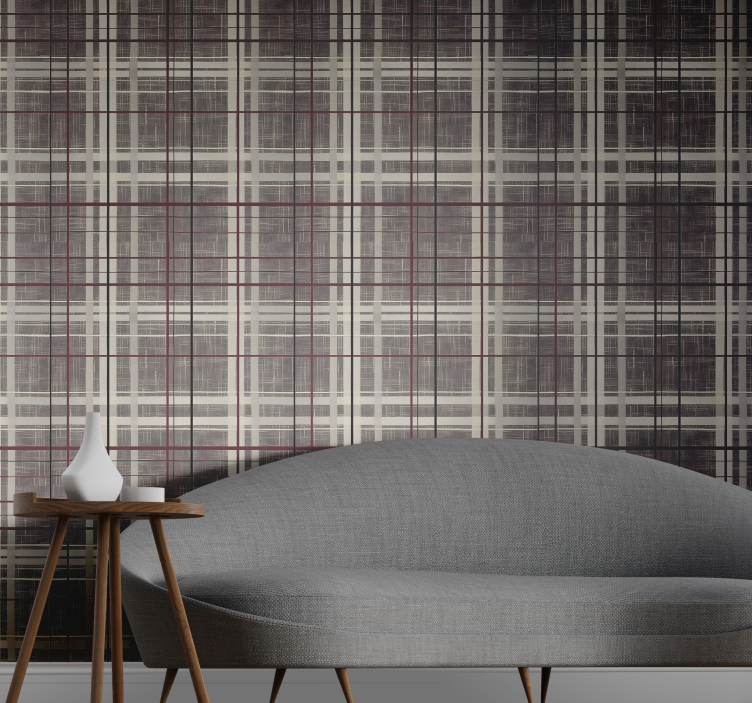 Papier peint carrés motif écossais - TenStickers