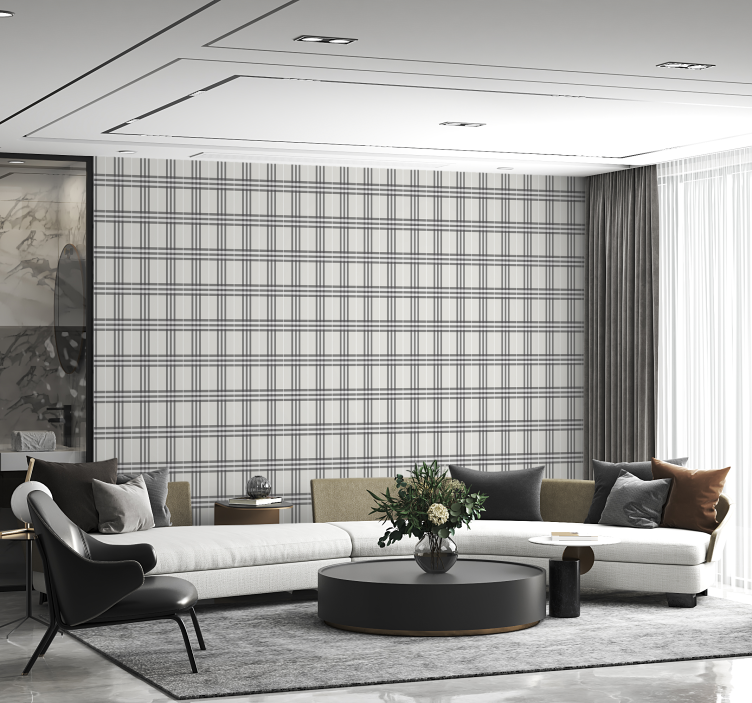 Papier peint carrés motif entrelacé - TenStickers