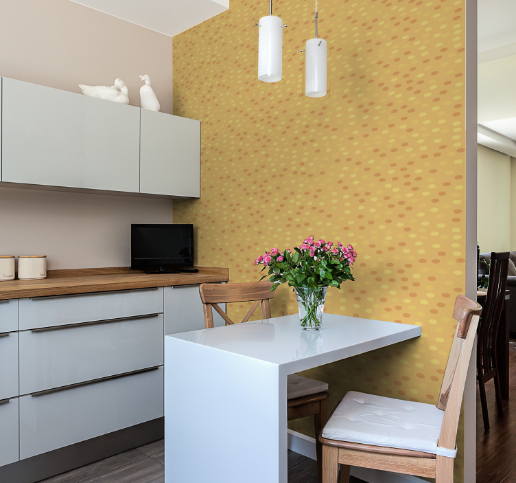 Papier peint cercles motif à pois ensoleillés - TenStickers