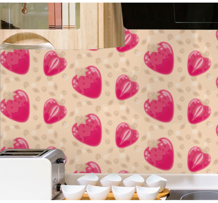 Papier peint cuisine motif de coeurs - TenStickers