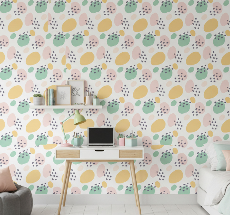 Papier peint chambre ado formes abstraites pastel - TenStickers