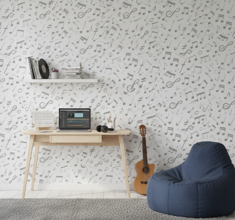 Papier peint chambre ado motif notes de musique - TenStickers