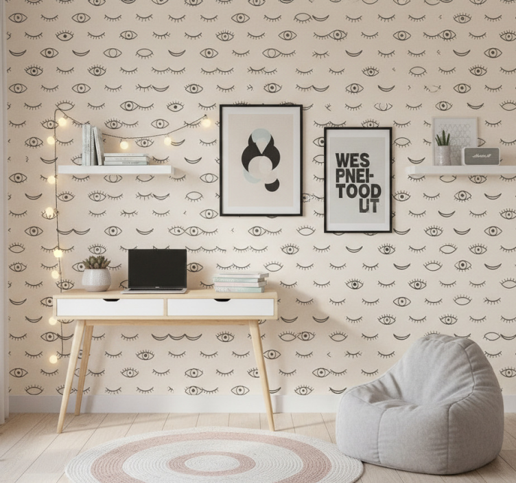 Papier peint chambre ado motif yeux de cils - TenStickers