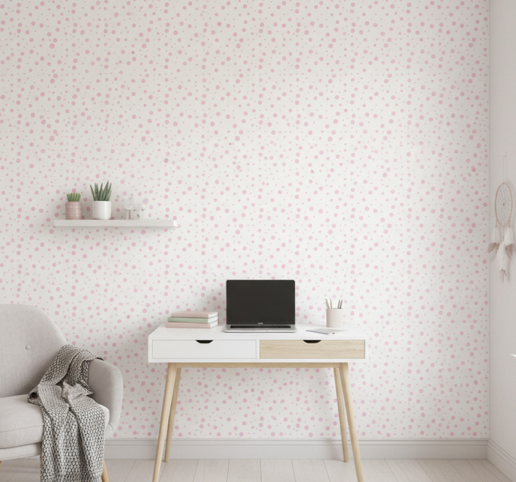 Papier peint chambre ado motifs à pois roses - TenStickers