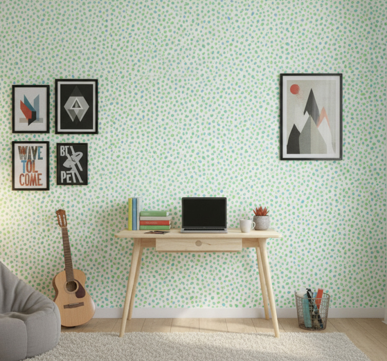 Papier peint chambre ado pois bleus et verts - TenStickers