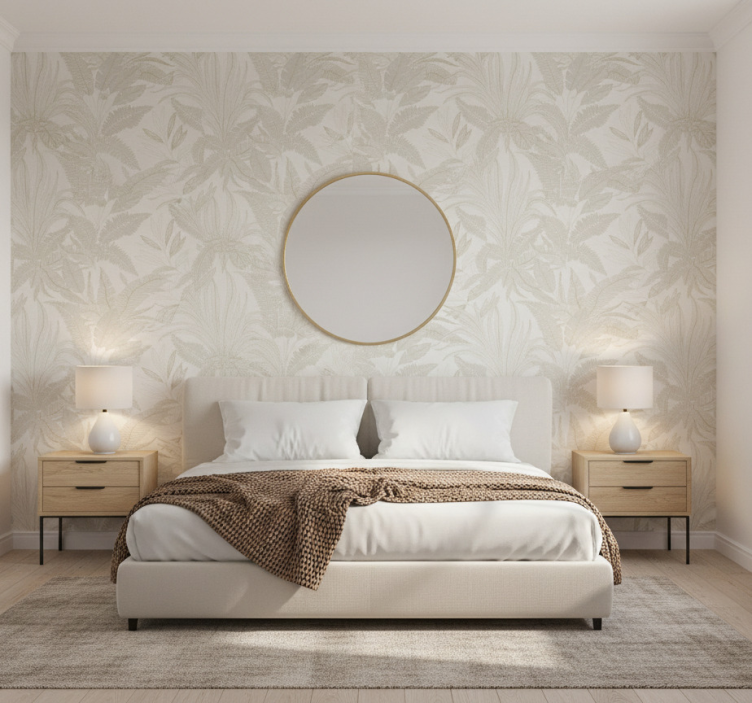 Papier peint chambre adulte botanique beige - TenStickers