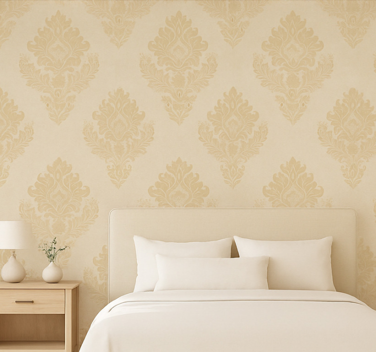 Papier peint chambre adulte damassé beige classique - TenStickers