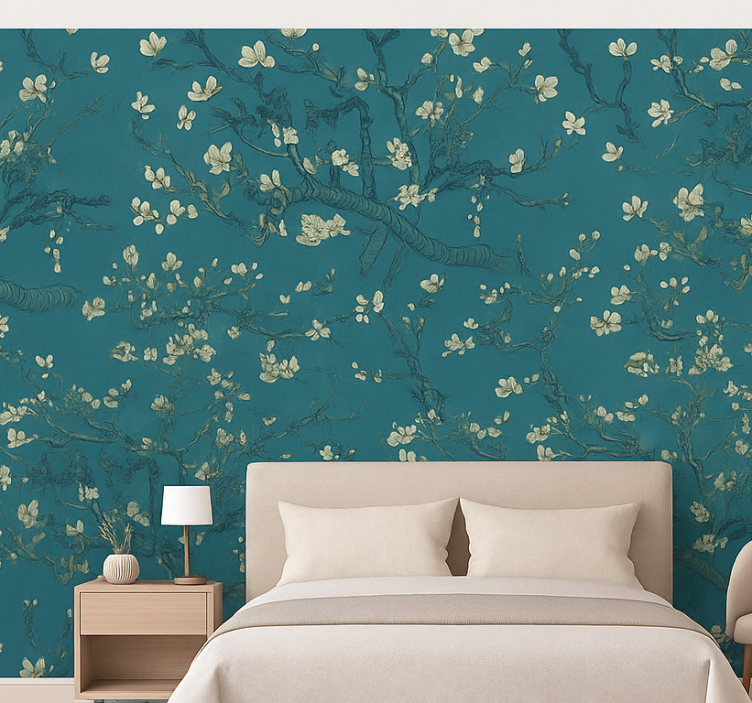 Papier peint chambre adulte design arbre bleu foncé - TenStickers