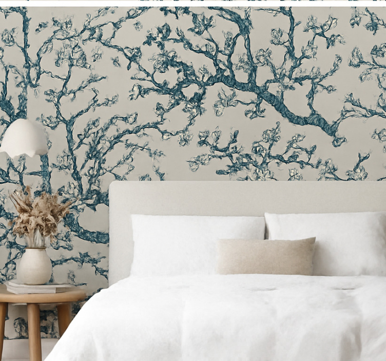Papier peint chambre adulte design d'arbre bleu foncé - TenStickers