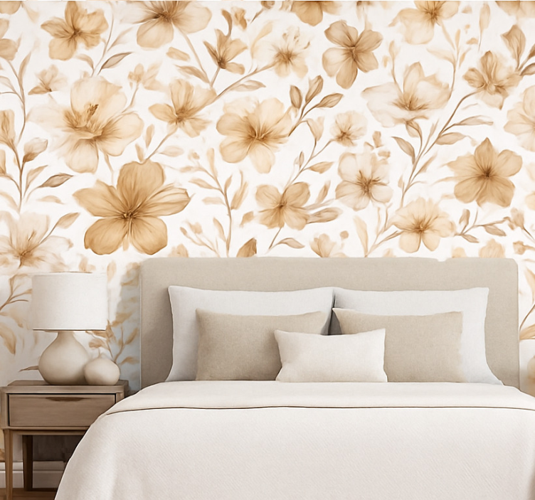 Papier peint chambre adulte design floral réaliste - TenStickers
