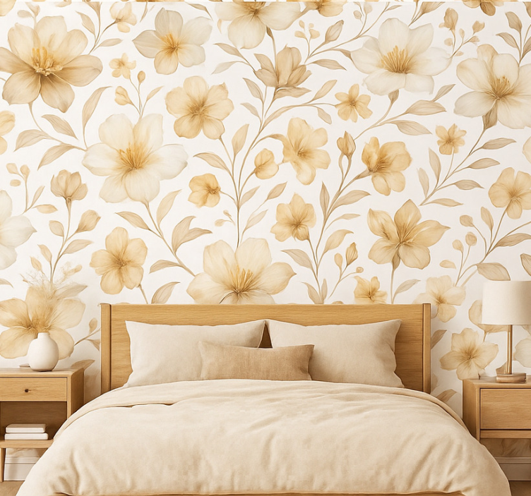 Papier peint chambre adulte design floral réaliste - TenStickers