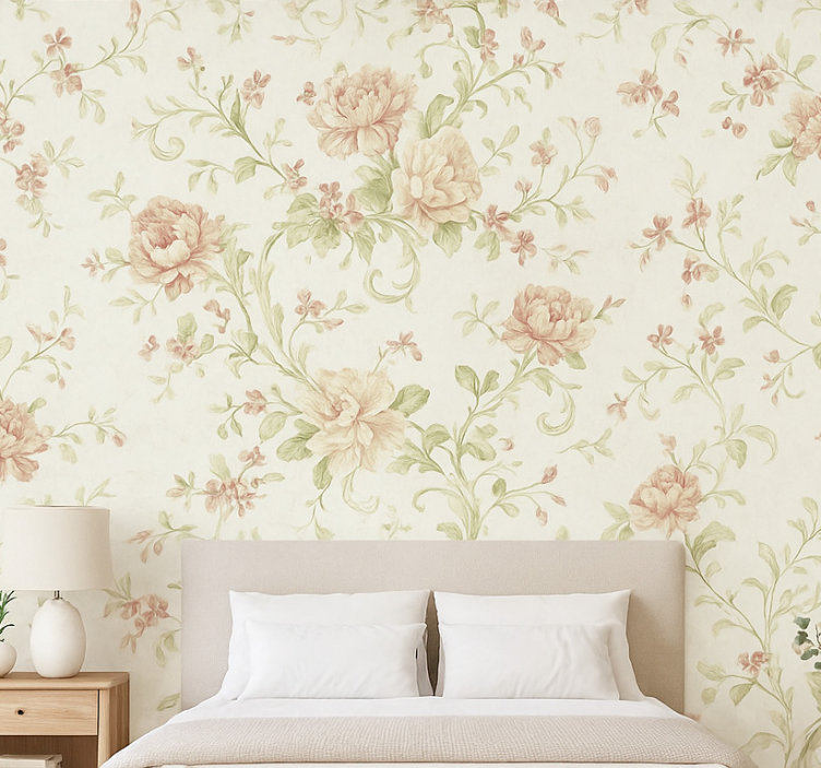 Papier peint chambre adulte design floral rose - TenStickers