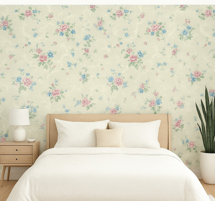 Papier peint chambre adulte design floral simple - TenStickers
