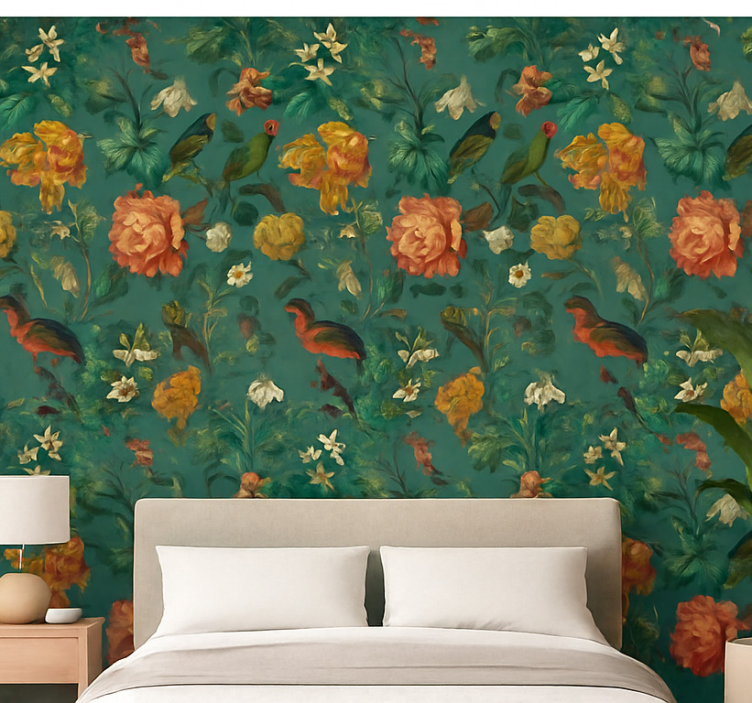 Papier peint chambre adulte design floral sombre - TenStickers