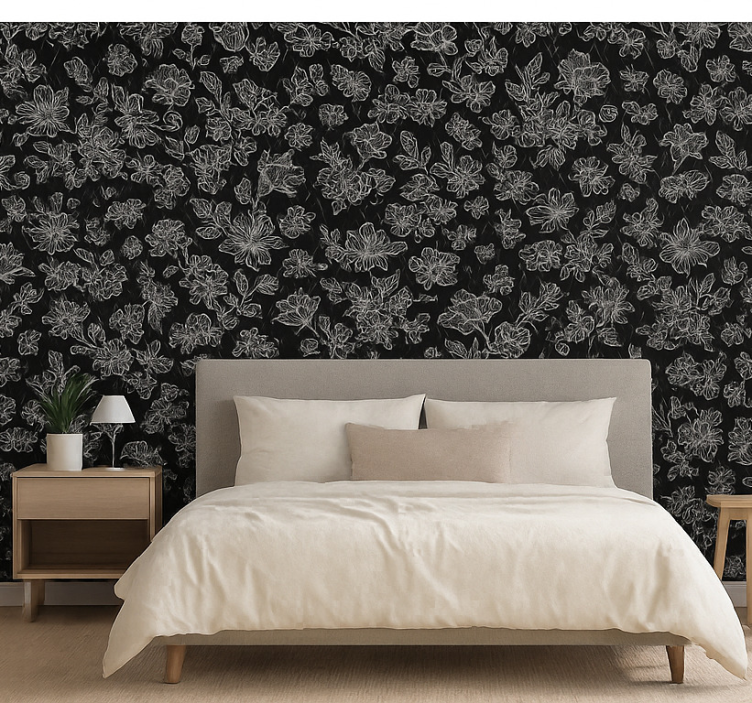 Papier peint chambre adulte design floral sombre - TenStickers