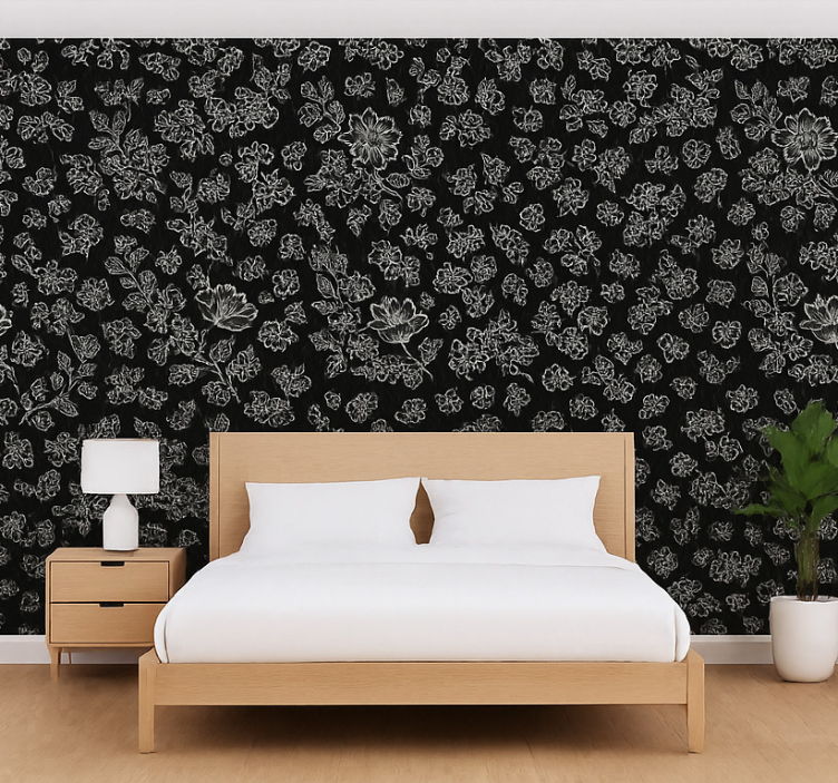 Papier peint chambre adulte design floral sombre - TenStickers