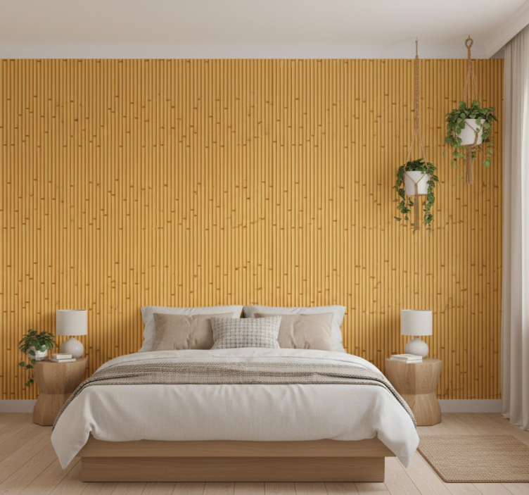 Papier peint chambre adulte effet bambou japandi - TenStickers
