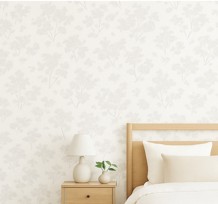 Papier peint chambre adulte fleurs blanches simples - TenStickers