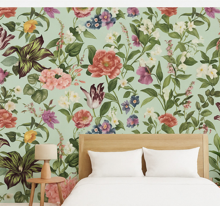 Papier peint chambre adulte fleurs colorées de printemps - TenStickers