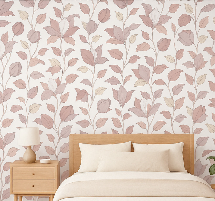 Papier peint chambre adulte fleurs roses - TenStickers