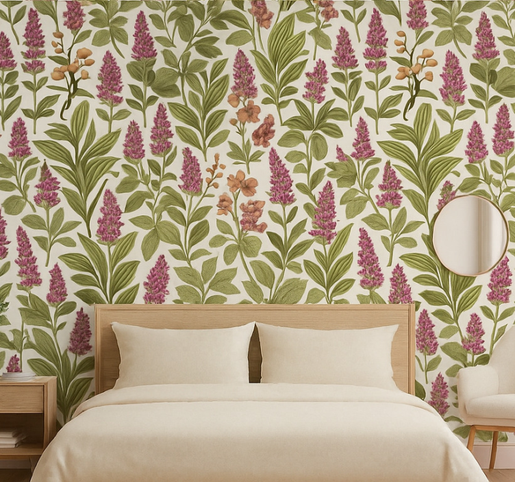 Papier peint chambre adulte motif botanique coloré - TenStickers