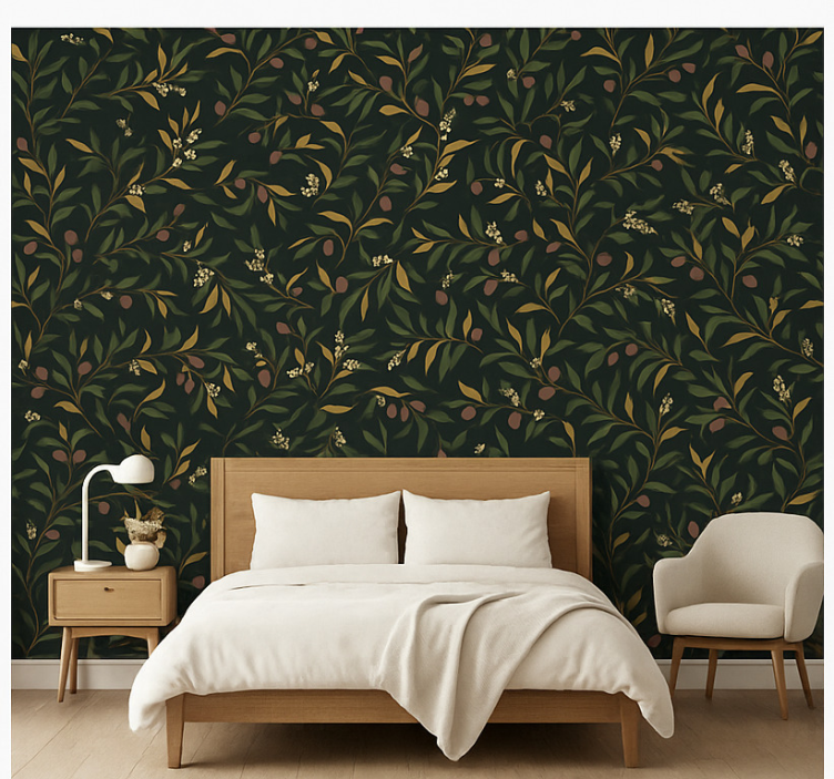 Papier peint chambre adulte motif floral simple répétitif - TenStickers