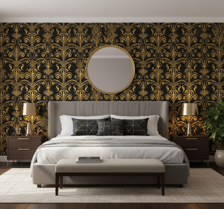 Papier peint chambre adulte noir et or luxueux - TenStickers